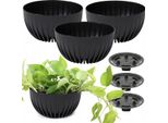 Set Di 3 Vasi Da Fiori Lamela | Ciotola Mira | Eco | Nero | 24 Cm