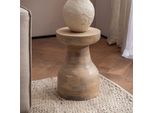 Wohnling Tavolino In Legno Massiccio Di Mango Naturale Sbiancato 30X30X42,5 Cm Tavolino Piccolo Tavolino Marrone Chiaro Rotondo Tavolo Soggiorno Divano Moderno