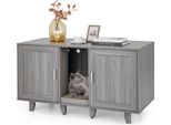 Armadietto Per Gatti Costway, Lettiera Con Ingresso, Porta E Tiragraffi, Casa Per Gatti 3 In 1 Per Lettiera, Arredamento Per Gatti Per Grotta 120X52X65Cm