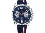 Multifunktionsuhr Tommy Hilfiger "Decker", Blau (Dunkelblau), Armbanduhren, Herren, Quarzuhr, Armbanduhr, Herrenuhr, Datum, Silikonarmband