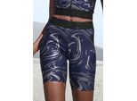 Funktionsshorts Lascana Active, Damen, Gr. S (36/38), N-Gr, Silber (Blau, Silberfarben), Obermaterial: 85% Polyester, 15% Elasthan, Bedruckt, Gemustert, GläNzend, Eng Ca. Mitte Oberschenkel, Hosen, Mit GläNzendem 3D Schriftzug Auf Dem Bund