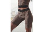 Funktionsshorts Lascana Active, Damen, Gr. Xl (48/50), N-Gr, Braun (Braun, Kupferfarben), Obermaterial: 85% Polyester, 15% Elasthan, Bedruckt, Gemustert, GläNzend, Eng Ca. Mitte Oberschenkel, Hosen, Mit GläNzendem 3D Schriftzug Auf Dem Bund