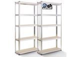 Set Di 2 Scaffali Per Carichi Pesanti Arebos 180X90X40 Cm | 875 Kg | 5 Ripiani In Mdf, Zincati