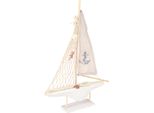 Barca A Vela Decorazione In Legno Pino Marittimo Bianco Naturale H39Cm Deco