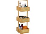 Relaxdays Mensola Da Bagno In Bambù E Rattan Con 3 Ripiani