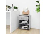 The Living Store Armadio A Rotelle Grigio Cemento 46X36X59 Cm Materiale Legno