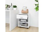 The Living Store Armadio A Rotelle Bianco 46X36X59 Cm In Legno
