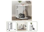 The Living Store Tavolino Con Rotelle Bianco 50X30X55 Cm Materiale A Base Di Legno
