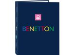 Raccoglitore Ad Anelli Benetton Damero Blu Navy A4 26,5 X 33 X 4 Cm