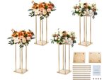 Succebuy Portafiori 4 Pezzi In Colonne Di Metallo Dorato Per Matrimoni, Altezza 60 Cm, Con Laminato Metallico, Vasi Geometrici Come Centrotavola, Portafiori Cilindrico Per Eventi, Ricevimenti E Feste