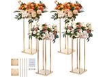Succebuy Portafiori Per Matrimoni, 4 Pezzi, Colonne In Metallo Color Oro, Altezza 80 Cm, Con Laminato Metallico, Vasi Geometrici Come Centrotavola, Espositore Cilindrico Di Fiori Per Eventi, Ricevimenti, Espositore Per Feste