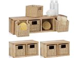 Relaxdays Set Di Mensole Da Parete In Noce A 3 Pezzi Con Cestini