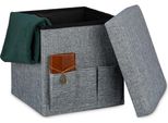 Relaxdays Sgabello Pieghevole Con Tasche Lino