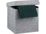 Relaxdays Sgabello Pieghevole Con Vano Portaoggetti Lino