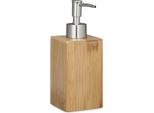 Relaxdays Dispenser Per Sapone In Bambù Quadrato