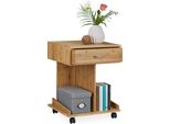 Relaxdays Tavolino Con Rotelle Rolli Bambù