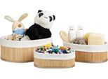 Set Di Cestini Da Scaffale In Bambù A Tre Pezzi Relaxdays