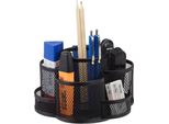 Portapenne Relaxdays In Metallo Nero, Laccato 7 Scomparti 17,5 X 16,5 X 11,0 Cm