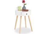 Tavolino Relaxdays Bianco Con Cassetto