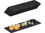 Piatto Relaxdays In Ardesia 30X10 Cm, Set Di 6 Pezzi