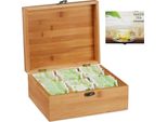 Relaxdays Scatola Per Il Tè In Bambù Con 6 Scomparti