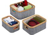 Relaxdays Set Di 3 Cestini Portaoggetti Grigi