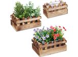 Set Di 3 Fioriere In Legno Relaxdays Per Recinzione