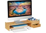 Supporto Per Monitor In Bambù Relaxdays Con Spazio Di Archiviazione