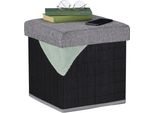 Relaxdays Sgabello Nero Con Vano Portaoggetti