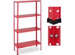 Relaxdays Scaffale Rosso Per Carichi Pesanti Con 4 Livelli