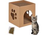 Relaxdays Casetta Per Gatti In Cartone Con Tiragraffi