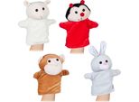Burattini A Mano Relaxdays Per Bambini, Set Di 4 Pezzi