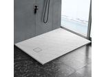 Rainsworth Smc Piatto Doccia 120X90 Cm, Piatto Doccia Rettangolare Con Copertura, Piatto Doccia Effetto Pietra Con Texture Esagonale Antiscivolo, Piatto Doccia Bianco