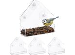 Set Di 4 Mangiatoie Per Uccelli Da Finestra Relaxdays