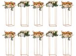 Succebuy 10 Pezzi 31,5 Pollici/80 Cm Elegante Portafiori Per Matrimoni, Laminato Acrilico E Vaso In Metallo, Porta Centrotavola Geometrico Dorato Per Eventi, Feste E Ricevimenti