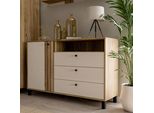 Sideboard Forte "Killarney", Beige (Mauvella Eiche, Sand), B:138,1Cm H:87Cm T:42Cm, Dekorfolie, Holzwerkstoff, Mdf, Metall, Sideboards, Sideboard, Sideboard, Stauraum, Soft Close, Metallgriffe