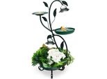 Costway Vasca Per Uccelli 83Cm Con Luce Solare, Mangiatoia Per Uccelli Decorativa, Vaso Da Fiori In Metallo, Mangiatoia Per Uccelli In Bronzo
