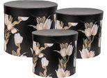 Clayre & Eef Set Di 3 Contenitori Ø 24X21 / Ø 22X29/ Ø 19X18 Cm Tulipani In Cartone Nero
