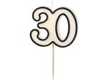 Candela Di Compleanno Numero 30 Numero Candela 5,5 Cm Bianco / Nero