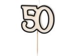 Candela Di Compleanno Numero 50 Numero Candela 5,5 Cm Bianco / Nero