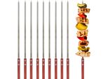 Spiedini Per Barbecue In Acciaio Inox Bbq-Toro Con Manico In Legno (10 Pezzi), 50 Cm, Set Di Spiedini, Spiedini Shashlik