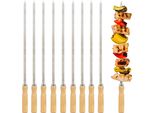 Spiedini Per Barbecue In Acciaio Inox Bbq-Toro Con Manico In Legno (10 Pezzi), 50 Cm, Set Di Spiedini, Spiedini Shashlik