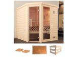 Sauna WEKA Turku Eck 1, beige (natur), ohne Ofen, (ohne Ofen), Saunen, ohne Ofen