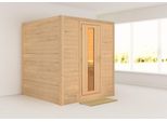 Sauna KARIBU Menja, beige (naturbelassen), ohne Ofen, (ohne Ofen), Saunen, ohne Ofen