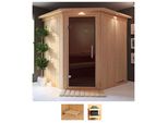 Sauna KARIBU Laila, beige (naturbelassen), ohne Ofen, (ohne Ofen), Saunen, ohne Ofen