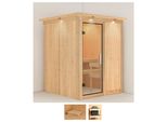 Sauna KARIBU Norin, beige (naturbelassen), ohne Ofen, (ohne Ofen), Saunen, ohne Ofen