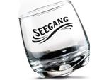 Gilde 2Tlg. Set, Wackelglas, "Seegang"", Schriftzug, Glas, Klar, , H. 8,5 Cm, D. 7,5 Cm 46758"