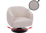 Poltrona Lounge HWC-J76, Poltrona Cocktail Girevole, Tessuto Bouclé In Metallo ~ Crema-Beige