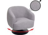 Poltrona Lounge HWC-J76, Poltrona Cocktail Girevole, Tessuto Bouclé, Metallo ~ Grigio Chiaro