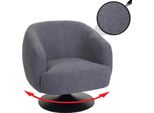 Poltrona Lounge HWC-J76, Poltrona Cocktail Girevole, Tessuto Bouclé Metallo ~ Grigio Scuro